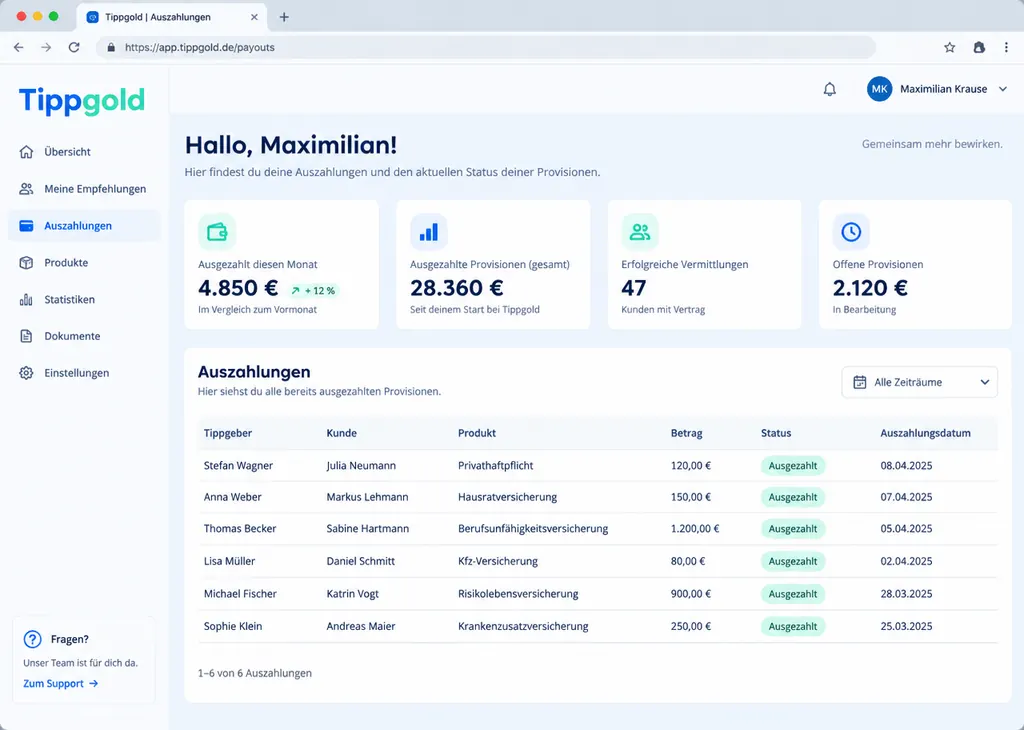 Automatische Auszahlungen & Abrechnungen