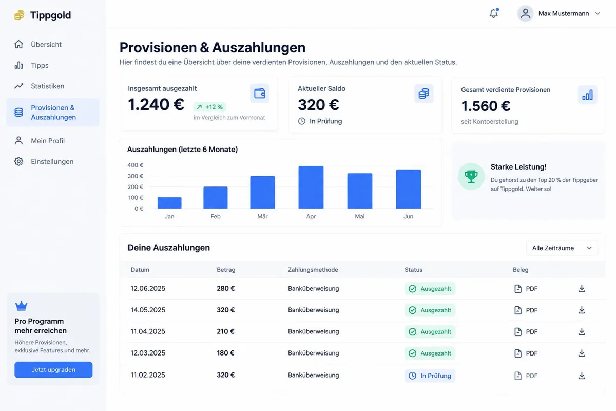 Automatisch auszahlen – mit Abrechnung